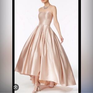 Betsy & Adam Pink Strapless Prom Dress